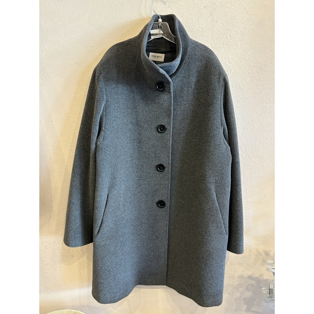 NWOT Cinzia Rocca Icons Wool Alpaca Gray Overcoat Plus Size 22 Excellent
